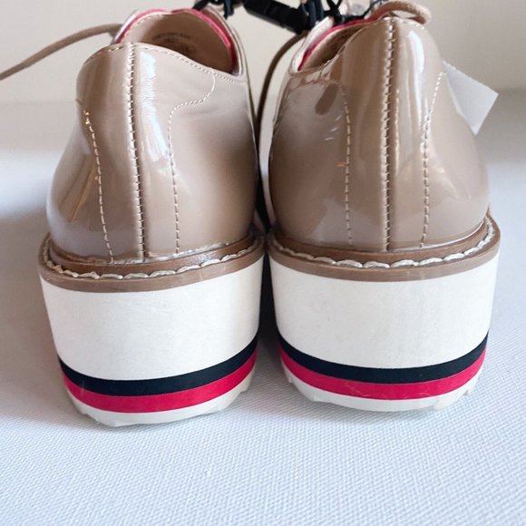 NWT ZARA Nude Faux PAtent Leather Heart Valentine Motif Oxford Platform Shoes 36 - Picture 9 of 11